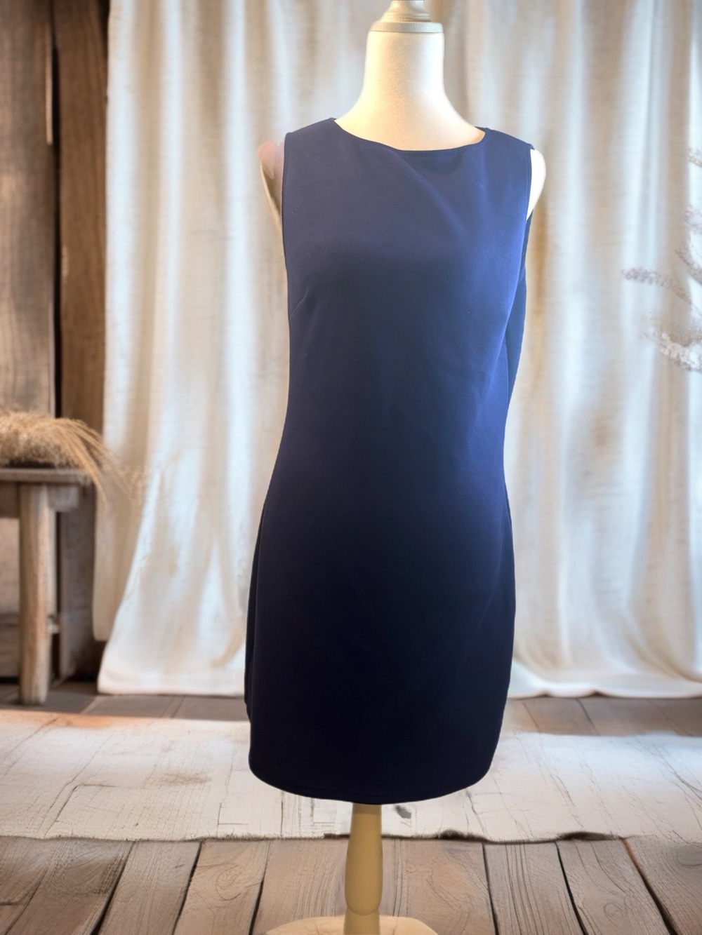 Navy Blue stretch A-Line  Dress Size M‎ Sleeveless Knee Length Business Casual